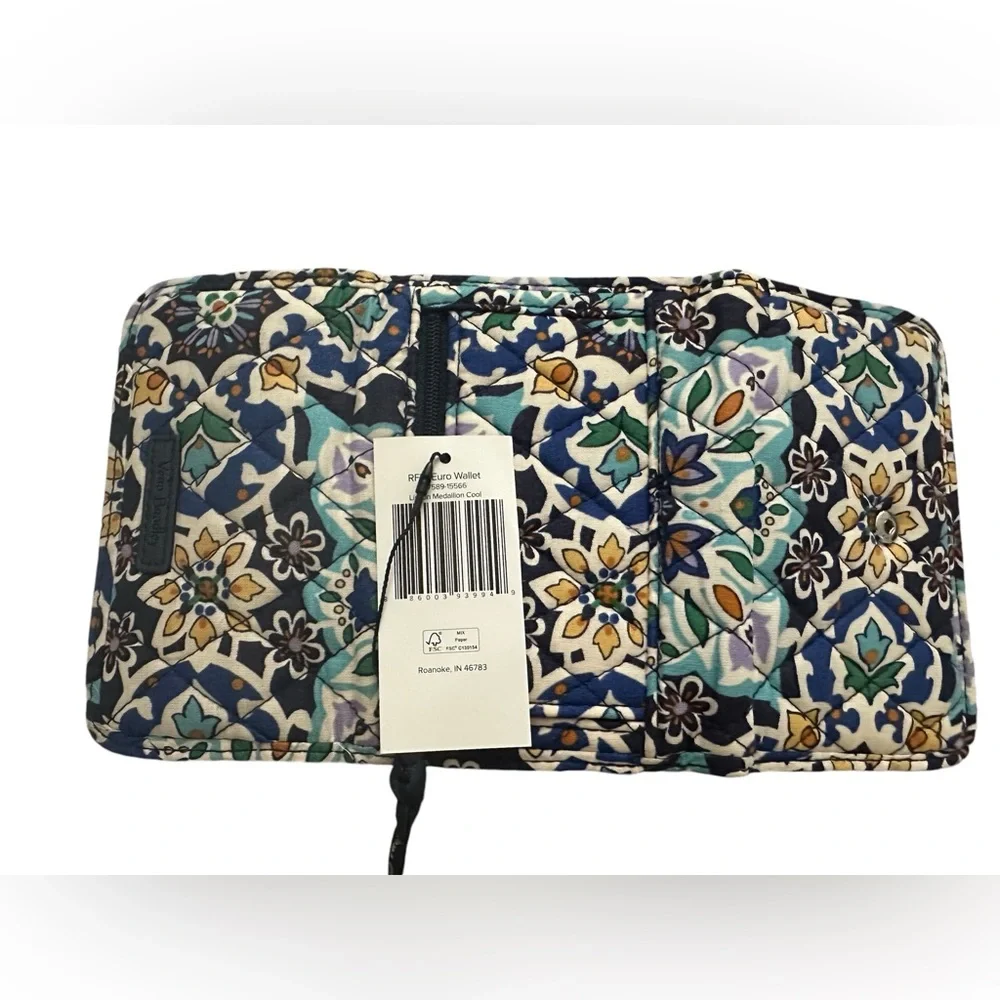 Vera Bradley RFID Euro Wallet in Lisbon Medallion Cool - Picture 3 of 4